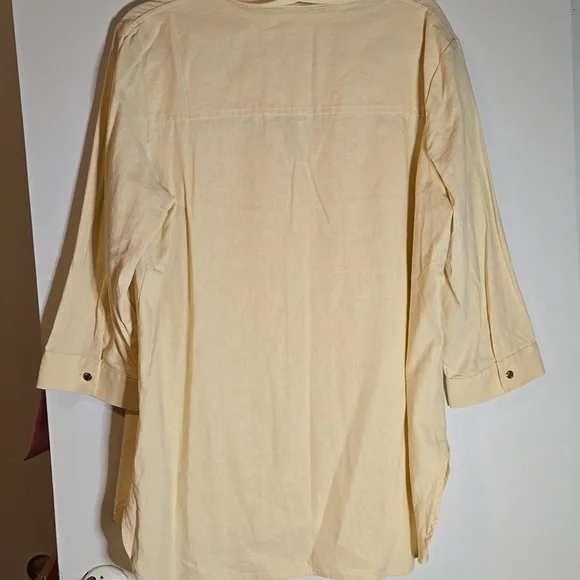 Anne Klein Cream Casual Button Down Shirt - Picture 3 of 5